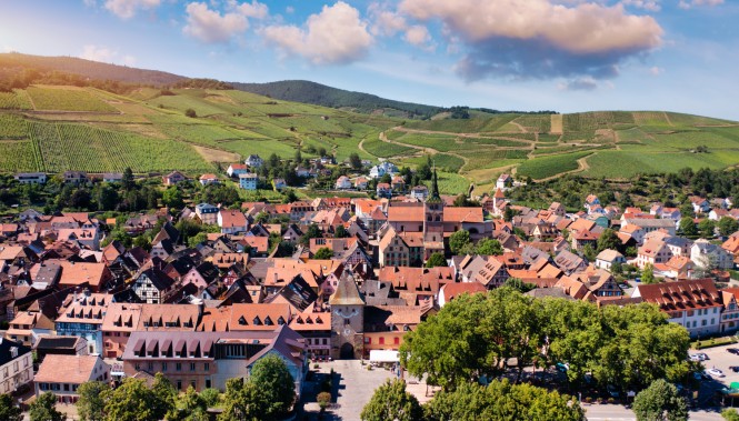 Vue aérienne du village de Turckheim
