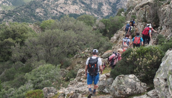 Groupe de randonneurs accompagnés en Sardaigne